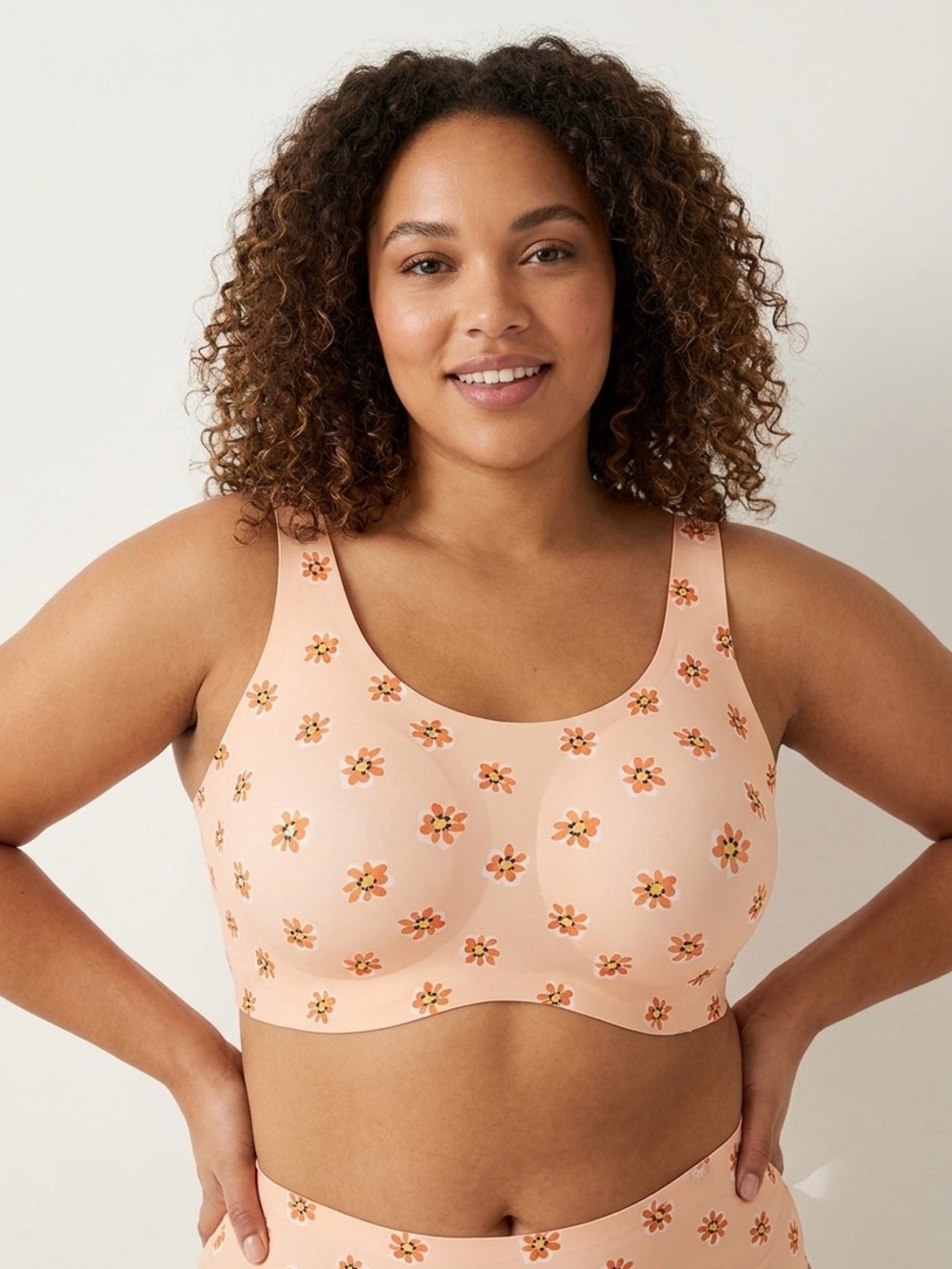 Knix × Jillian Harris Evolution Bra Limited Edition Retro Daisy Peach Size 3XL